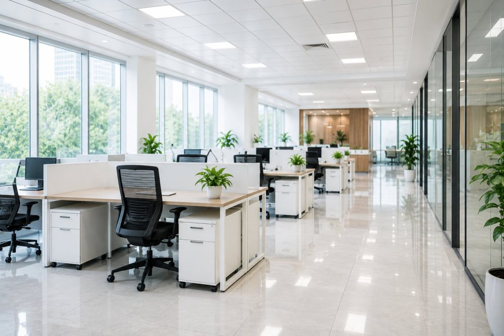 Clean, sanitized office workspace after commercial pest control in Thane